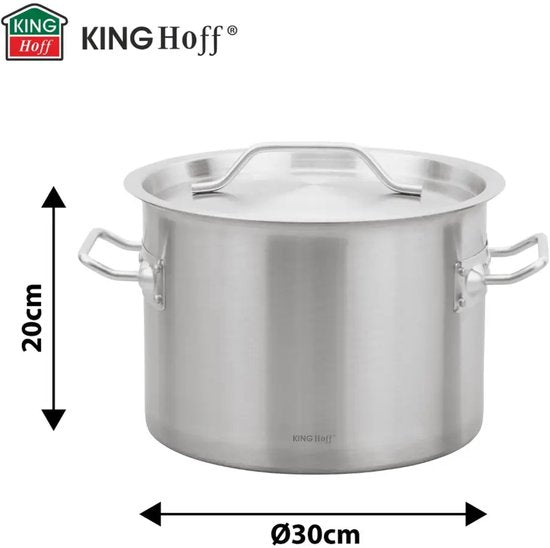 KingHoff grote soeppan 14 liter met deksel – RVS stockpot, inductie, Ø 30 cm – foto 3
