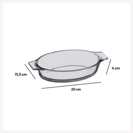 Mini Ovaal Glazen Schaaltje 20 x 11 cm - Met Geïntegreerde Handvatten - Oven- en Saladeschaal - Glas - Glazen schaal - Klein