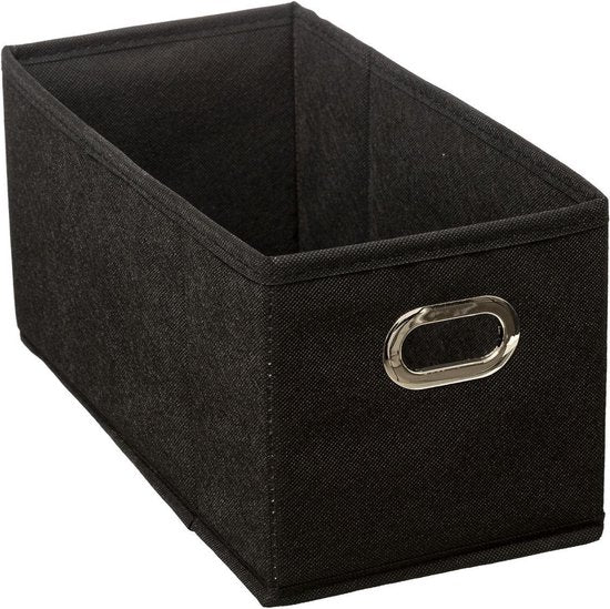 5Five Opbergmand/kastmand - Set van 2x stuks - zwart - linnen - 7 liter - 31 x 15 x 15 cm - Opbergbox - Vakkenkast manden