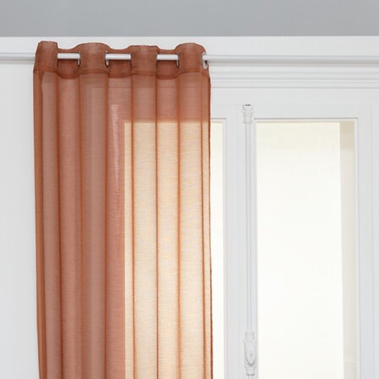 Moly Gordijn - Vitrage Gordijnen - Sheer Curtains – Lichtdoorlatende Raamgordijnen - Moderne Raamdecoratie voor Woonkamer & Slaapkamer - Polyester - 135 x 240 cm - Terracotta