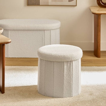 Pouf Fink rond pliable D.38cm blanc