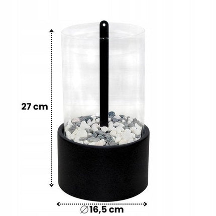 Hage - Bio-Ethanol Tafelhaard - Rookvrije Biohaard - Vrijstaand – Voor Binnen & Buiten - Terras, Balkon & Tuin - Borosilicaatglas - Staal - 27 x 16.5 cm - Zwart