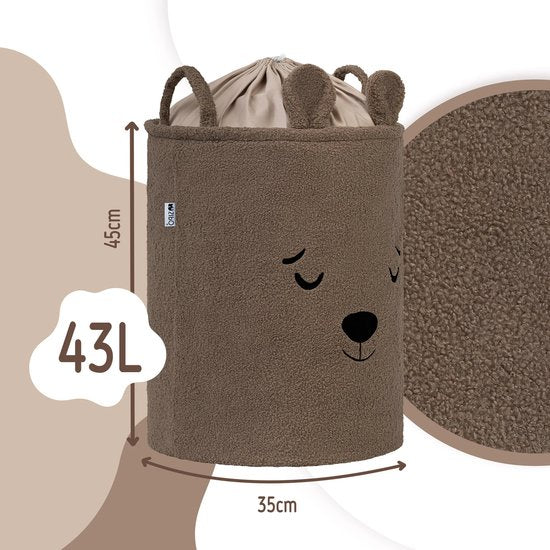 SIPO Spielzeugkörbe Bouclé – 2er-Set – Bären-Design – 43 L – Braun/Grau