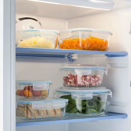 5Five Vershoudbakje met deksel - 3x - glas - luchtdicht - met clips - 17 x 11 x 6 - 540 ml