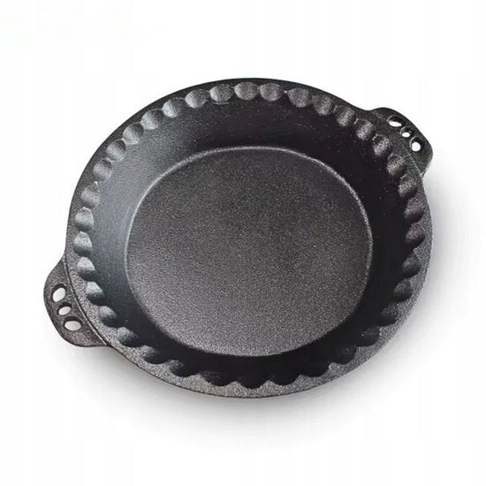 Hage - Taartvorm - Bakvorm - Gietijzeren Taartvorm - Met Handvatten - Stevig & Duurzaam - Voor Taart, Quiche, Gebak & Brood - Oven & Grill - Ø26 cm - 1 Liter - Zwart