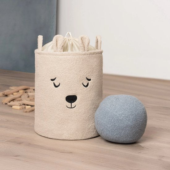 SIPO Spielzeugkörbe Bouclé – 2er-Set – Bär/Katze Design – 43 L – Beige/Rosa