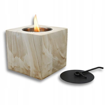 Hage - Biohaard - Bio-ethanol Tafelhaard - Rookvrije Vrijstaande Biohaard - Voor Binnen, Tuin & Terras - 10 x 12 cm - Marmerlook