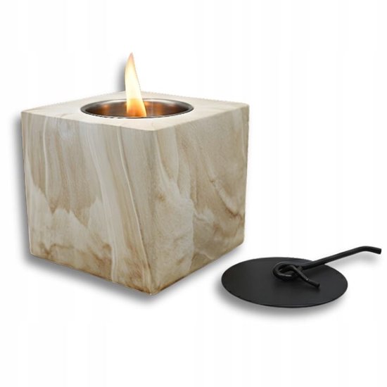 Hage - Biohaard - Bio-ethanol Tafelhaard - Rookvrije Vrijstaande Biohaard - Voor Binnen, Tuin & Terras - 10 x 12 cm - Marmerlook