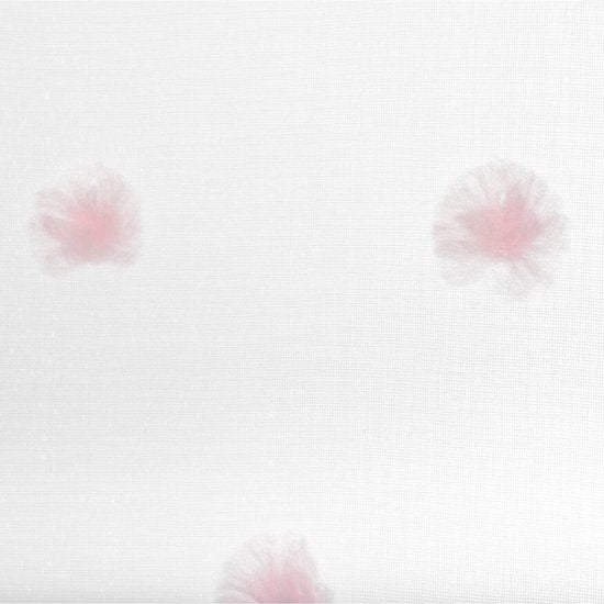 Gordijn Met Pompom - Wit - Roze - 140 x 240 cm