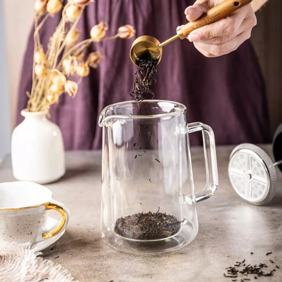 Klausberg Koffie- en Thee Pistonmaker - Glas - Koperkleurig - 600 ml - French Press - Koffiemaker - Model KB7724