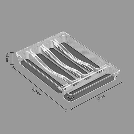 5-Vak Organizer - Besteklade - Set van 2 - Anti-Slip Bestek Tray - Tidy Smart Keuken Organizer - 23.5 x 32.7 x 4.6 cm - Grijs