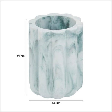 Badkameraccessoireset - Moderne Badkameraccessoires - Zeepdispenser 230 ml - Tandenborstelhouder - Toiletborstel - Wattenbakje - Luxe Badkameraccessoires - Polyresin - Marmer Wit