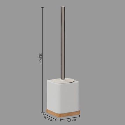 Natureo Badkameraccessoiresset - Luxe Badkamer Set - Badkamer Accessoires Set - Toiletborstel - Tandenborstelhouder - Zeepdispenser 300 ml - Polyresin/ASH - Wit