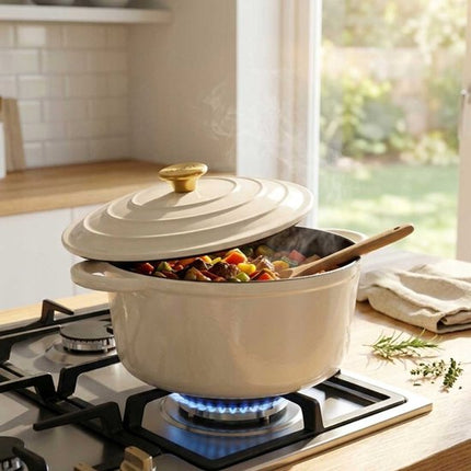 HAGE Gietijzeren Emaille Pan 26cm 5L Crème