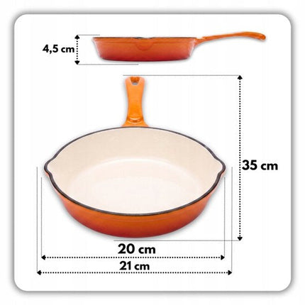 Hage - 3-Delig Keukenset - Ovenschaal 3,5 L - Gietijzeren Bakvorm met Emaille - Rechthoekige Braadschaal voor Oven - Vlees, Gebak en Ovenschotels - Stevige Bakschotel met Handgrepen - Gelijkmatige Warmteverdeling - Oranje
