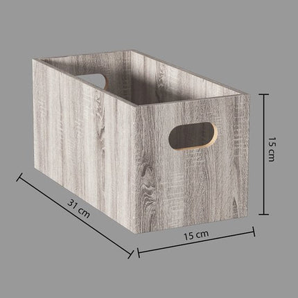 5Five Opbergmand/kastmandje - Grijs wash - 31 x 31 x 31 cm - 29 liter - Vakkenkast manden - Hout - Opvouwbaar - Kisten
