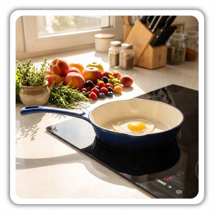 Hage - 3-Delig Keukenset - Gietijzeren Koekenpan 20 cm & Braadpan 5L met Deksel - 2 Handmatige Zout- en Pepermolens 100 ml - Geëmailleerd - Inductie, Gas & Oven - Blauw