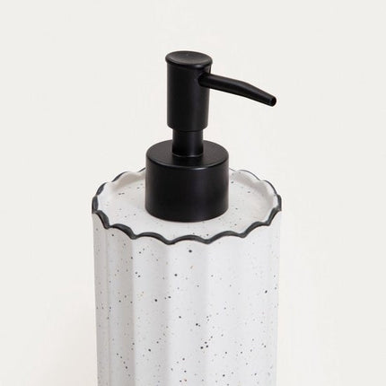 Homla - Scallop Zeepdispenser Keramiek - Badkamer Zeep Pompje Modern Design - Handzeep Dispenser Keuken & Badkamer - Compact Zeepfles Luxe Stoneware - 0.34L - 7.5 x 17.8 cm - Wit