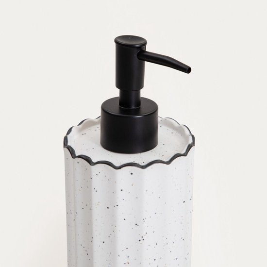 Homla - Scallop Seifenspender Keramik - Badezimmer Seifenpumpe Modernes Design - Handseifenspender Küche & Bad - Kompakte Seifenflasche Luxus-Steingut - 0,34 L - 7,5 x 17,8 cm - Weiß
