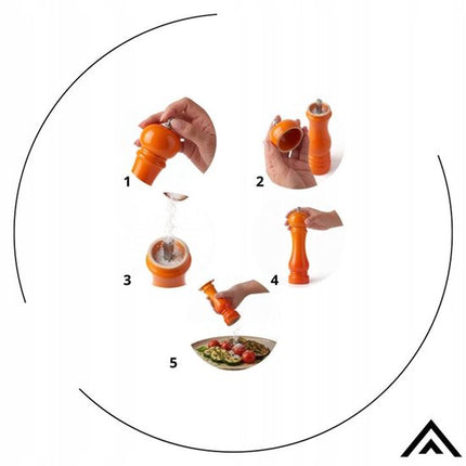 Hage - Handmatige Peper- en Zoutmolens - Peper & Zout - Keramisch Maalwerk - Verstelbare Maalgraad - 100 ml - Ø5.5 x 22 cm - Oranje
