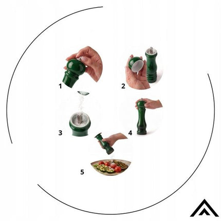 Hage - Handmatige Peper- en Zoutmolens - Peper & Zout - Keramisch Maalwerk - Verstelbare Maalgraad - 100 ml - Ø5.5 x 22 cm - Flesgroen