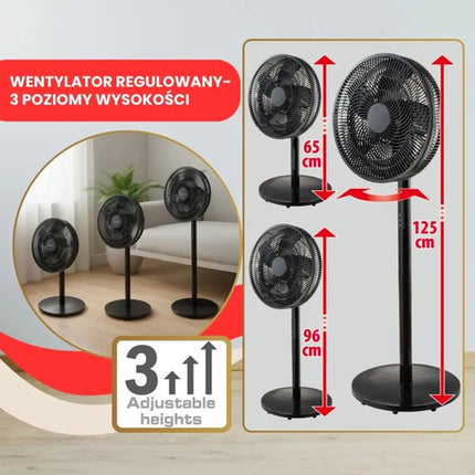 Klausberg - Staande Ventilator - Vloerventilator met Afstandsbediening - Timer - LED Display 50W - Stille Ventilator met Oscillatie 90° - 3 Standen - Verstelbare Hoogte Ventilator - Ø40cm - Zwart