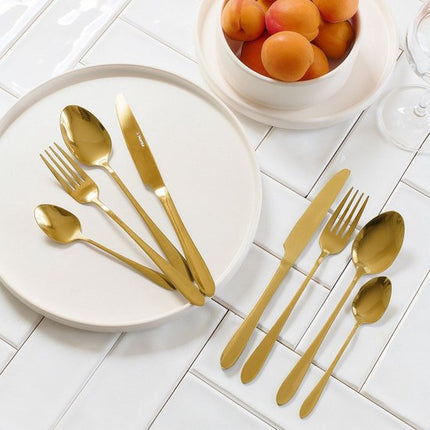 HOMLA - Abele Bestekset - 16-Delig Luxe Bestekset - Iridescent Cutlery Set - Modern Design Tafelbestek - Lepels, Vorken & Messen - RVS - Goud
