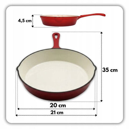 Hage - Gietijzeren Koekenpannenset - Set van 2 - Geëmailleerde Bakpannen - Voor Bakken, Braden & Sudderen - Inductie, Gas, Elektrisch & Oven - Gelijkmatige Warmteverdeling - Duurzaam & Handgeëmailleerd - Ø20 & Ø26 cm - Rood