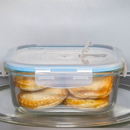 5Five Vershoudbakje met deksel - 3x - glas - luchtdicht - met clips - 17 x 11 x 6 - 540 ml