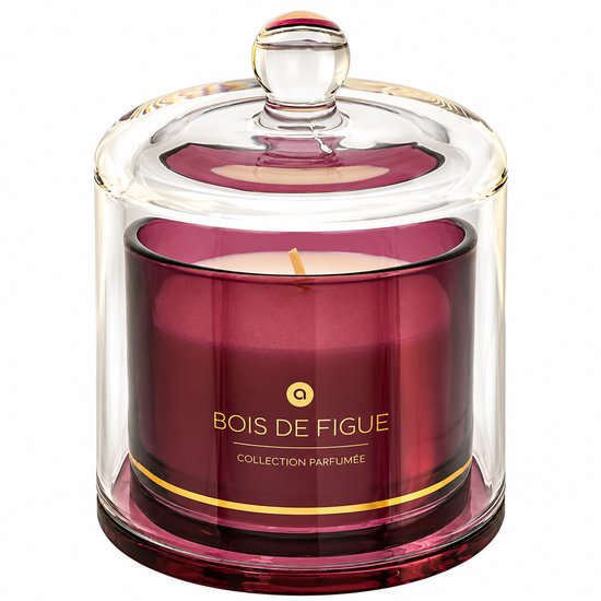 Geurkaars - Set van 2 - Kaars - Vijgengeur - 240 g per Kaars - Kaars in Glas - Geurkaars met Glazen Stolp - Fruity & Houtachtig Aroma - 40 Uur Brandtijd - 1 Lont - Voor Woonkamer, Slaapkamer en Cadeau - Paars