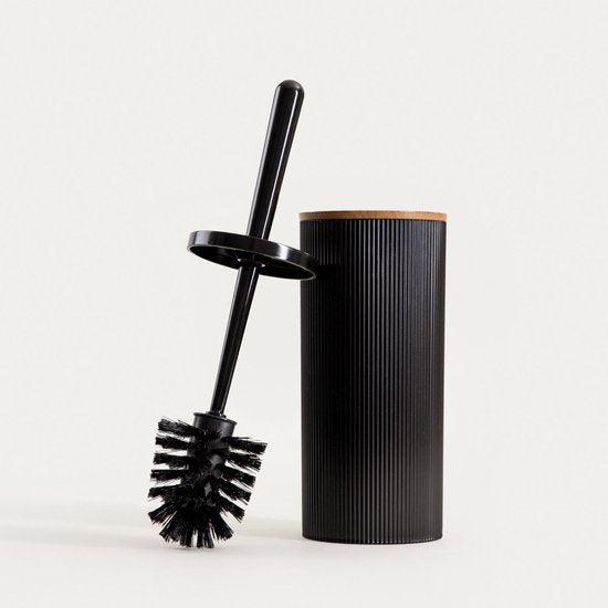 Homla - Diall Toiletborstel - Badkameraccessoire - WC Borstel met Houder - Hygiënische Toiletborstel Badkamer - Moderne WC Accessoires - Duurzame Toiletborstel - Kunststof - 10.5 x 10.5 x 33.5 cm - Zwart