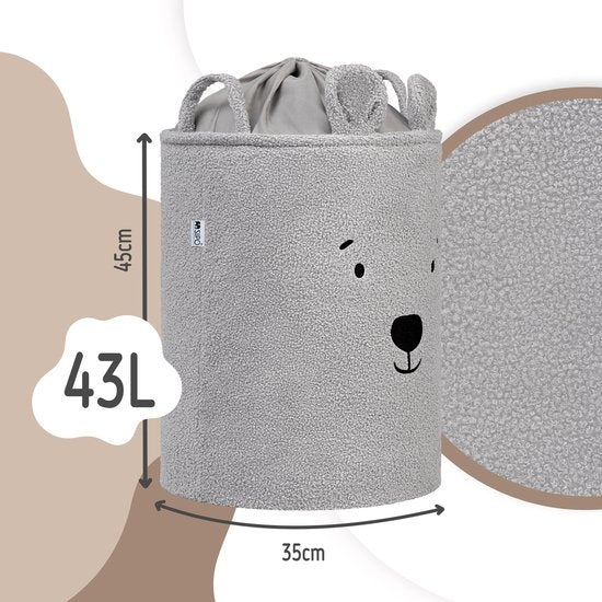SIPO Spielzeugkörbe Bouclé – 2er-Set – Bären-Design – 43 L – Braun/Grau