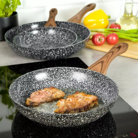 Kinghoff koekenpannenset 3-delig – marble grey, Ø 20, 24 en 28 cm, inductie – foto 2