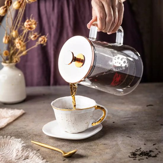 Klausberg Kaffee- und Teebereiter - Glas - Kupferfarben - 600 ml - French Press - Kaffeebereiter - Modell KB7724