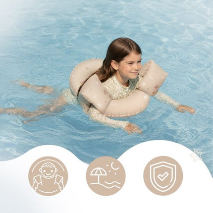 Sipo - Zwembandjes Kinderen - Set van 2 - Opblaasbare Zwemvleugels - voor 3-6 Jaar - Zwemhulp voor Zwemles & Zwembad - Dubbele Luchtkamers - Veilig Zwemaccessoire - 15-30 kg - 18.5 x 15 x 13 cm - Beige