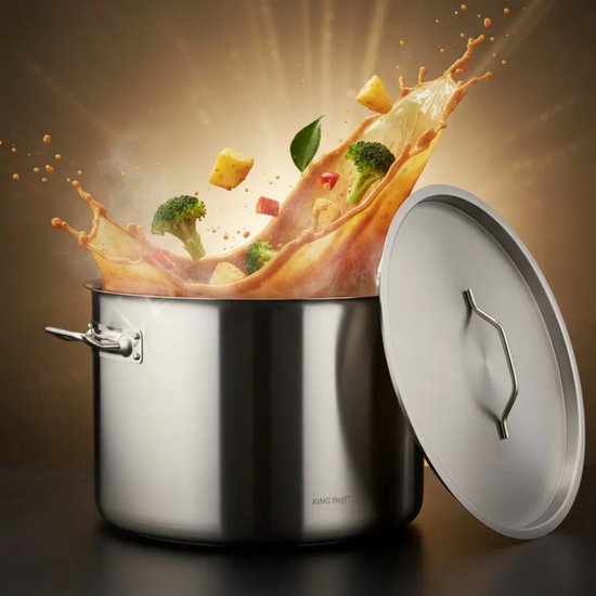 Kochtopf - Großer Suppentopf - Suppentopf mit Deckel - für Suppe, Pasta & Eintöpfe - Induktionsgeeignet - 9L - Edelstahl - Ø25 x 18 cm - Silber