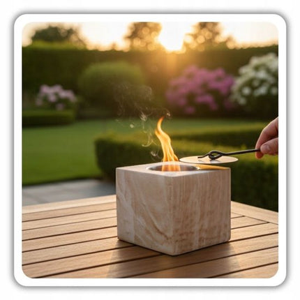 Hage - Biohaard - Bio-ethanol Tafelhaard - Rookvrije Vrijstaande Biohaard - Voor Binnen, Tuin & Terras - 10 x 12 cm - Marmerlook