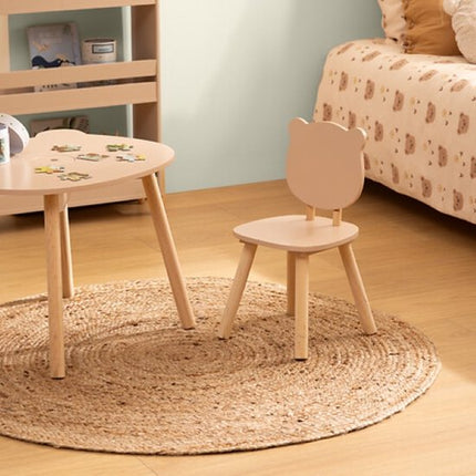Douceur Bear Kinderstoel - Kindermeubel - Set van 2 - Kinderstoelen - Ergonomische Kinderstoel - MDF & Hout - 26 x 26 x 49 cm - Beige