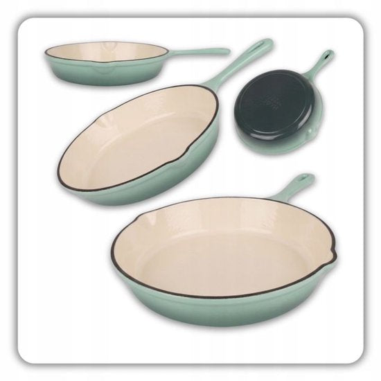Hage - Poêle à frire - Poêle en fonte émaillée - Poêle à frire en fonte - Compatible induction, gaz et four - Ø20 x 4,5 cm - Bleu sarcelle pastel