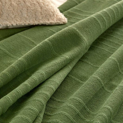 Atmosphera Plaid - donkergroen - 230 x 250 cm - katoen - met franjes - bedsprei - kleed - dekentje