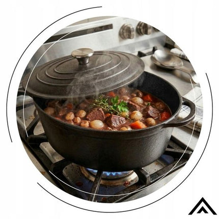 Hage - Braadpan - Gietijzeren Braadpan met Deksel - Voor Inductie, Gas, Oven, Grill en Vuur - 4.5 Liters - 28 x 21 x 11 cm - Zwart