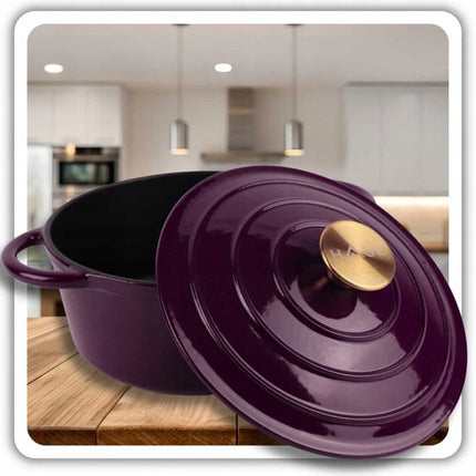 Gietijzeren Emaille Pan 26cm 5L - Baksteenpaars