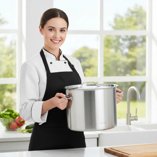 Kochtopf - Gastronomie-Topf - Extragroßer Suppentopf mit Deckel - Suppentopf - Induktionsgeeignet - für Suppen, Pasta & Eintöpfe - 44L - Ø45 cm - Edelstahl