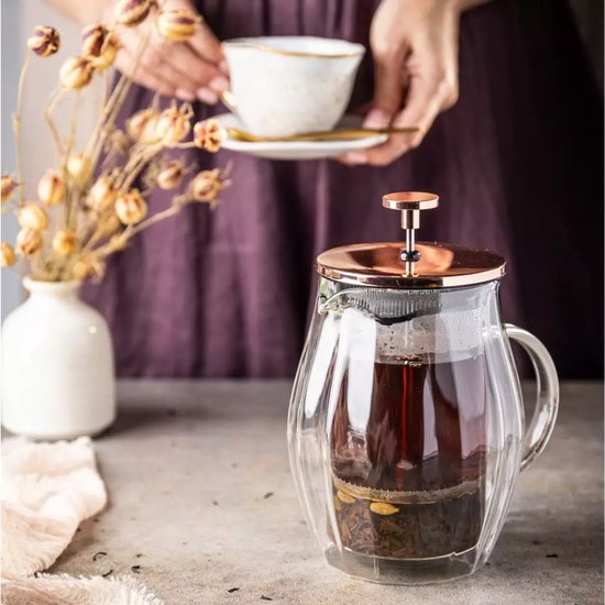 Klausberg KB7722 Kaffee- / Teebereiter - Doppelwandige Glaspresse - Kupferfarben - 0,60L