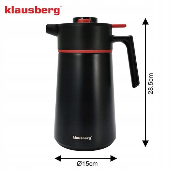 Thermoskan - Vacuüm Thermosfles - Isolerende Koffiekan met Houten Handvat - BPA-vrij - 2.5 Liter - RVS 304 - Zwart