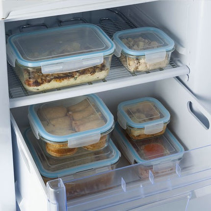 5Five Vershoudbakje met deksel - 3x - glas - luchtdicht - met clips - 17 x 11 x 6 - 540 ml