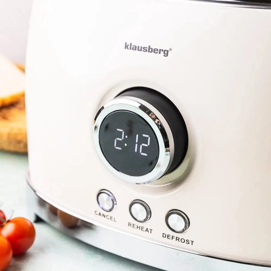 Klausberg broodrooster retro beige – 2 brede sleuven, LED-display, 850 W – foto 8