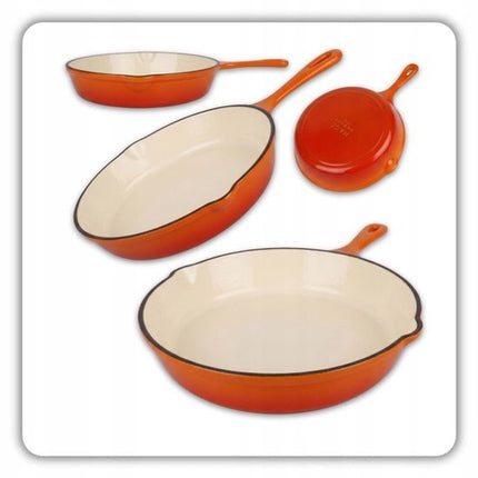 Hage - Koekenpan - Geëmailleerde Gietijzeren Koekenpan - Cast Iron Frying Pan - Geschikt voor Inductie, Gas & Oven - Ø20 x 4.5 cm - Oranje