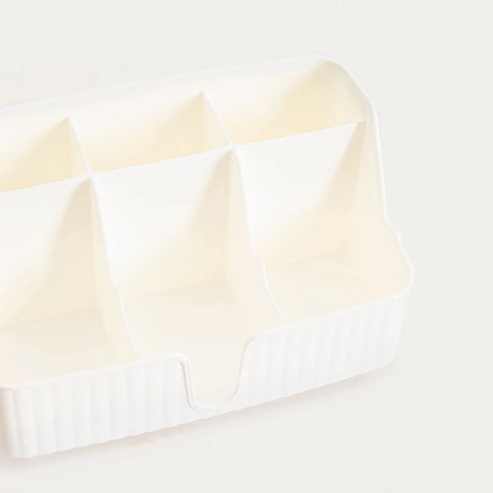 Homla - Diall Badkamer Organiser - Organiser met Vakken - Opbergbak voor Cosmetica en Accessoires - Kunststof Opberger - Aanrecht Organiser - 22 x 10 x 13 cm - Wit