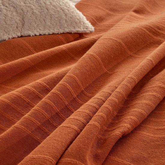 Atmosphera plaid terracotta 230 x 250 cm, katoen met franjes